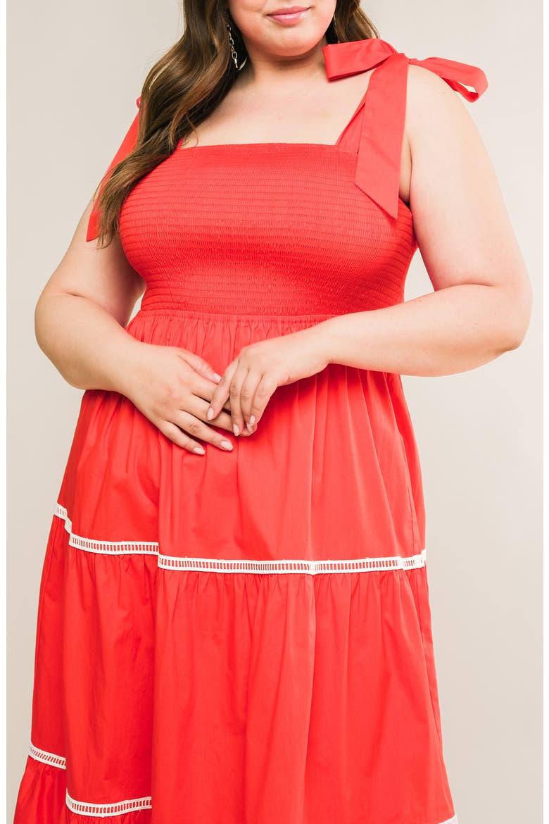 Cotton Poplin Tie Strap Sundress, Alternate, color, TOMATO RED