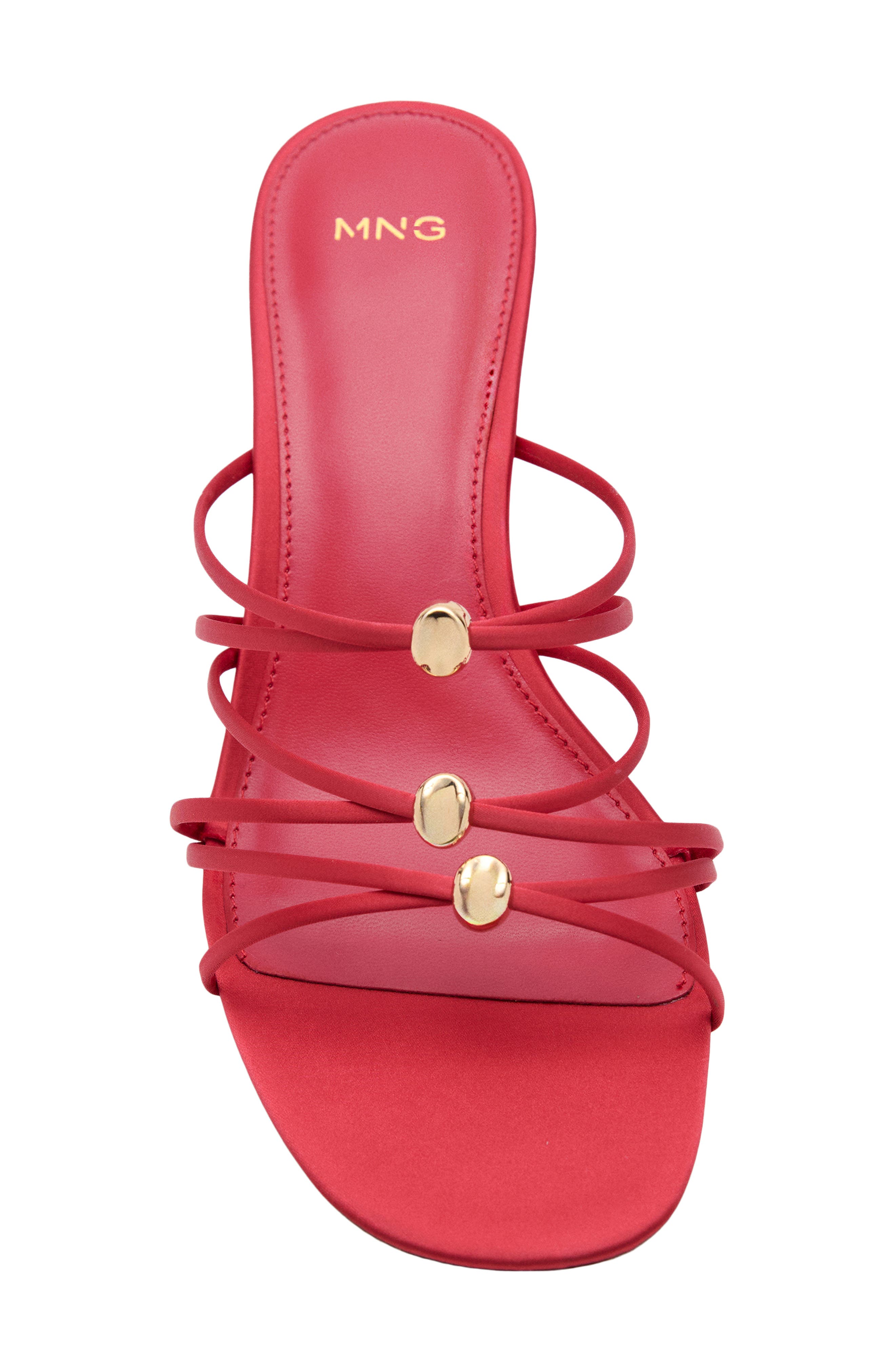 MANGO Kitten Heel Satin Strap Sandal, Alternate, color, Red