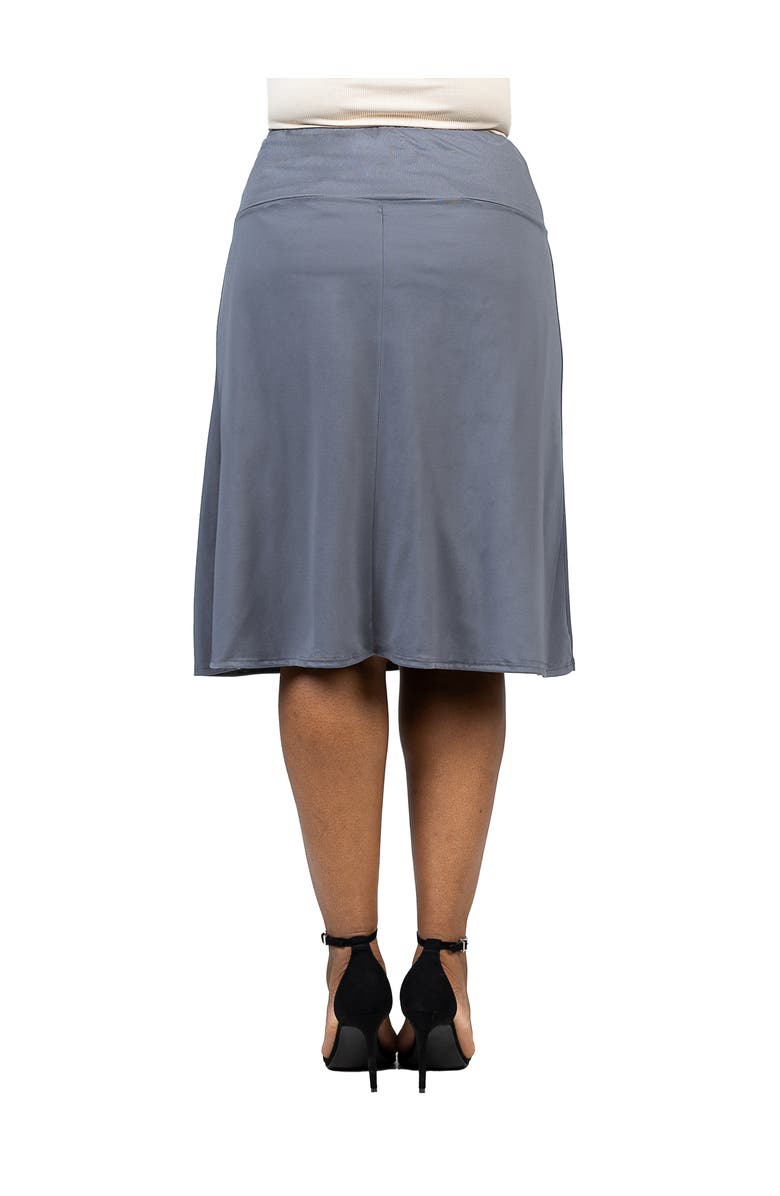 24seven Comfort Apparel A-Line Elastic Waist Knee Length Skirt, Alternate, color, Charcoal