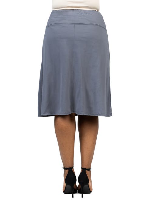 24seven Comfort Apparel Plus Size A Line Elastic Waist Skirt In Gray