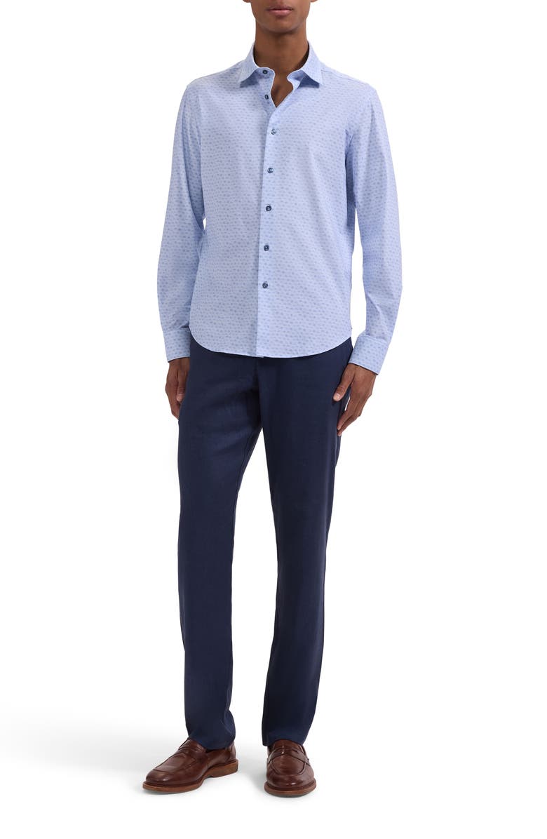 Bugatchi James OoohCotton<sup>®</sup> Micro Palm Tree Print Button-Up Shirt, Alternate, color, Lavender