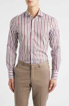 Slim Fit Stripe Non-Iron Cotton Twill Dress Shirt