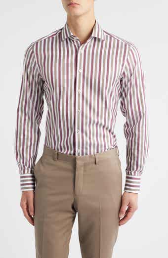 Slim Fit Stripe Non-Iron Cotton Twill Dress Shirt