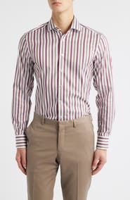 1863 by Eterna Slim Fit Stripe Non-Iron Cotton Twill Dress Shirt