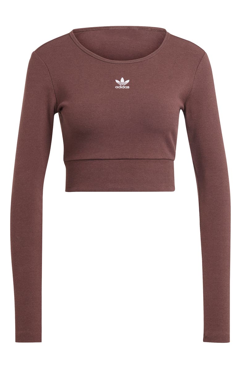 adidas Originals Rib Long Sleeve Crop Top, Alternate, color, 
