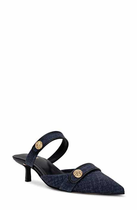L'AGENCE Gilliane Mary Jane Pointed Toe Kitten Heel Mule