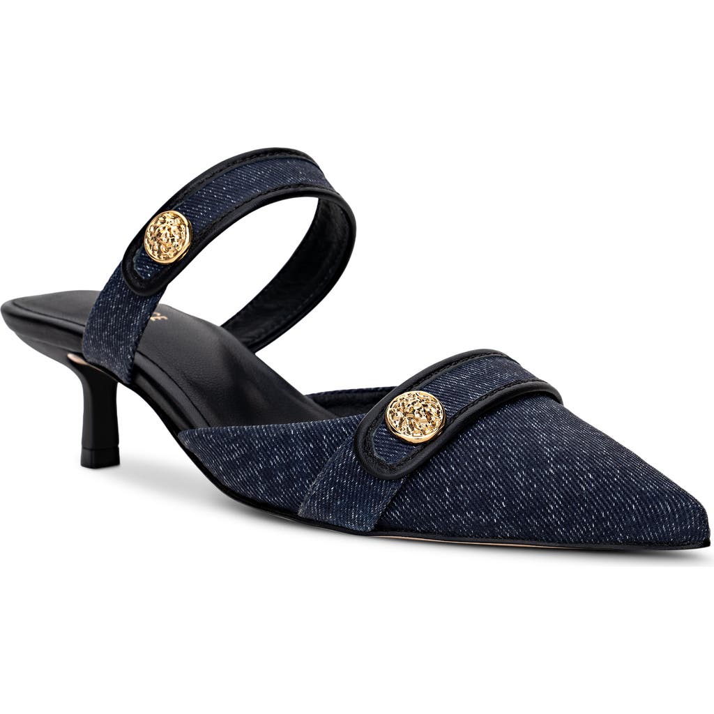 L'agence Gilliane Mary Jane Pointed Toe Kitten Heel Mule In Blue