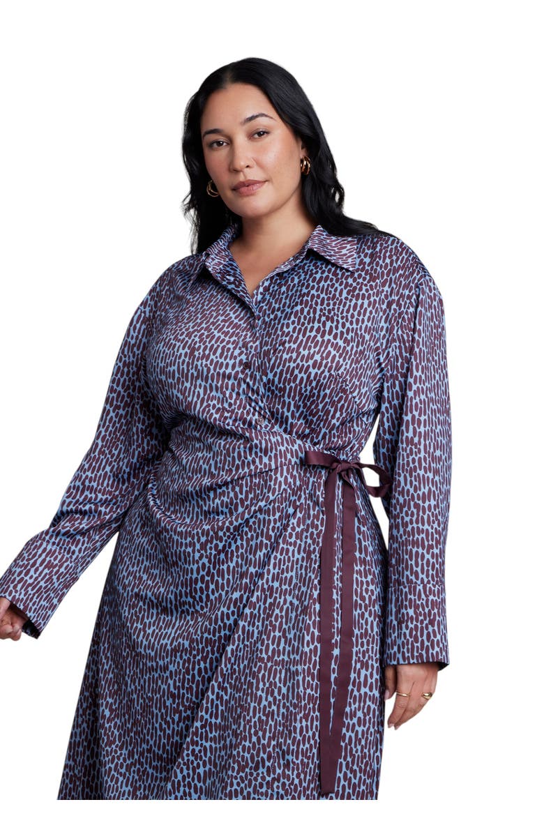 Wrap Detail Maxi Dress (plus), Alternate, color, DOTS OF BURGUNDY