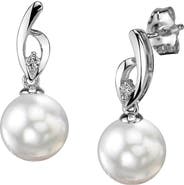 The Pearl Source White South Sea Pearl & Diamond Lois Earrings