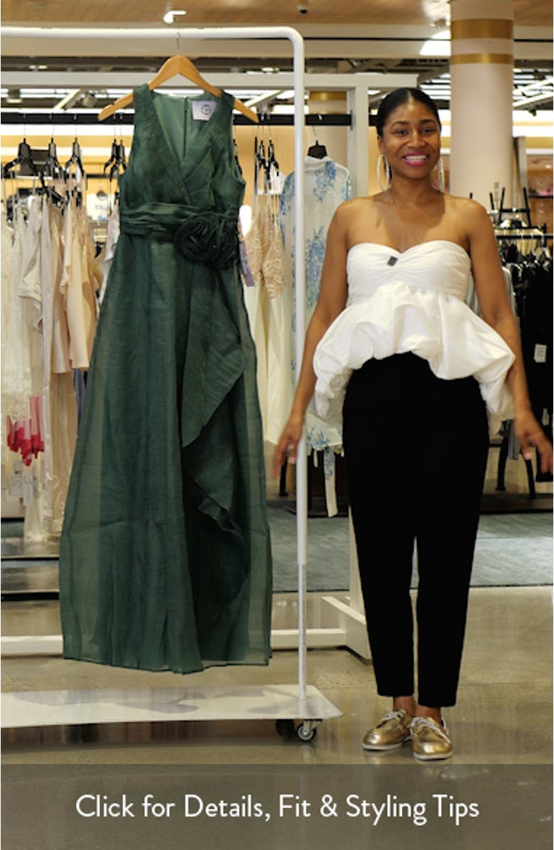 Della Rosette Detail Sleeveless Organza Gown, sales video thumbnail