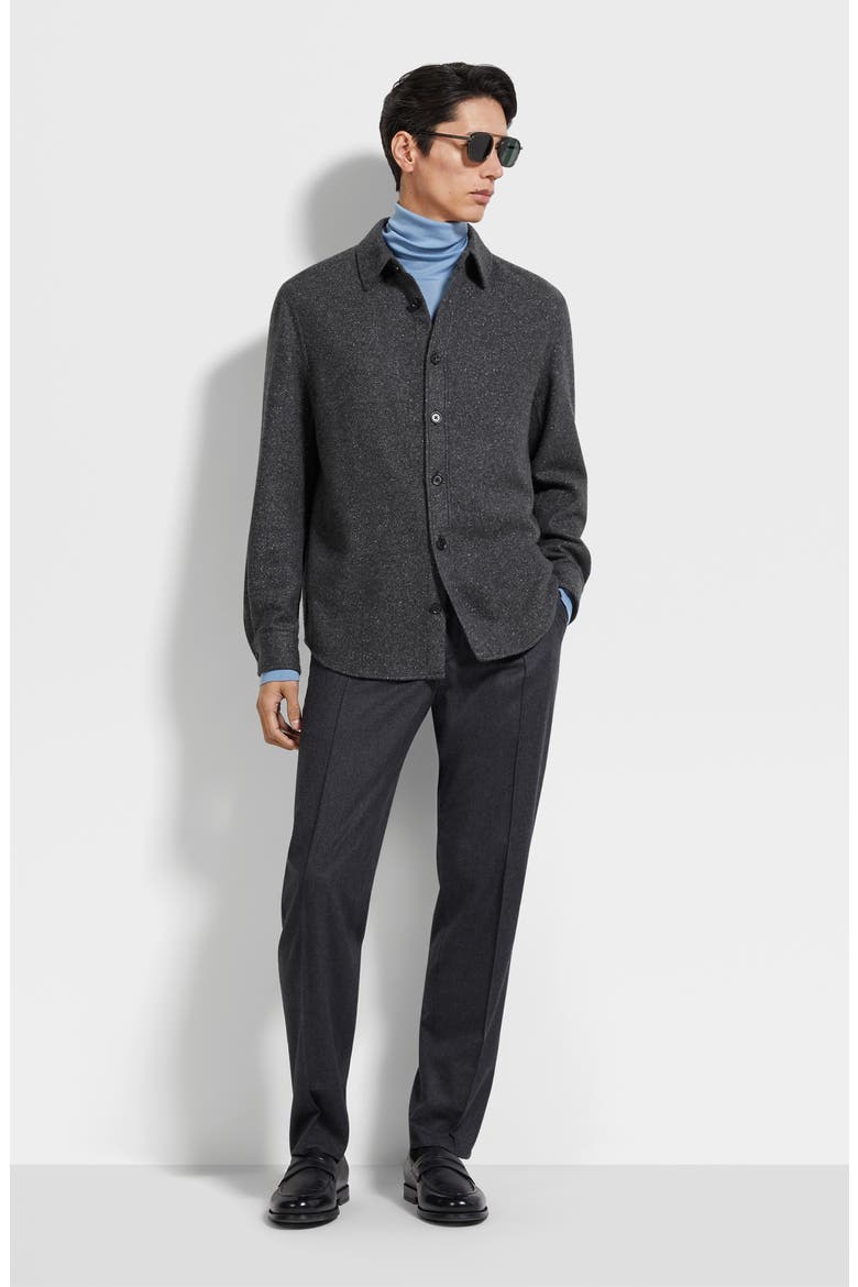 Cashmere & Silk Overshirt, Alternate, color, DARK GREY