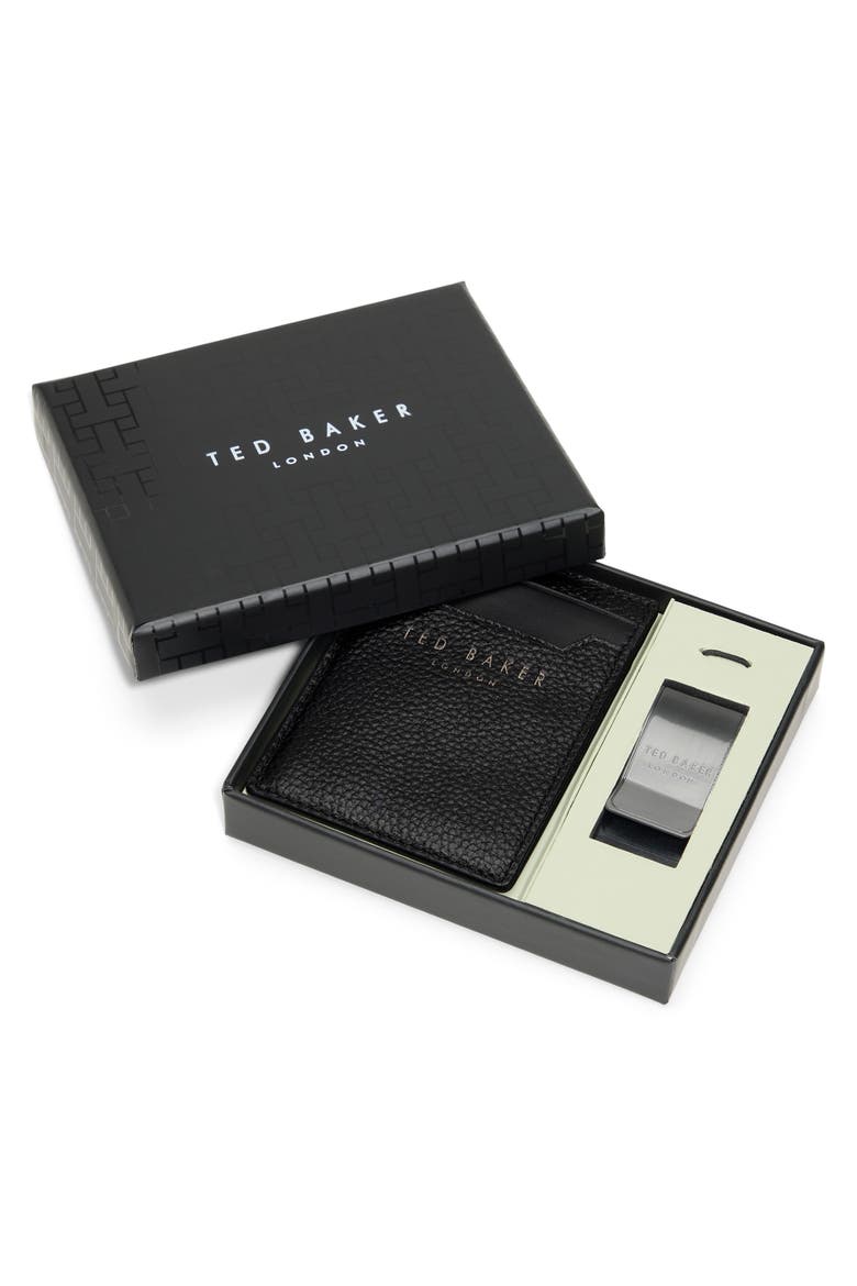 Leather Card Case & Money Clip Set, Alternate, color, BLACK