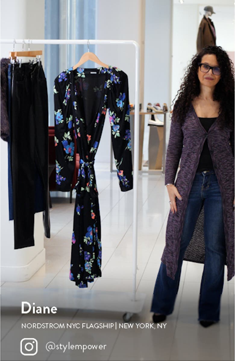 Floral Long Sleeve Satin Midi Dress, sales video thumbnail