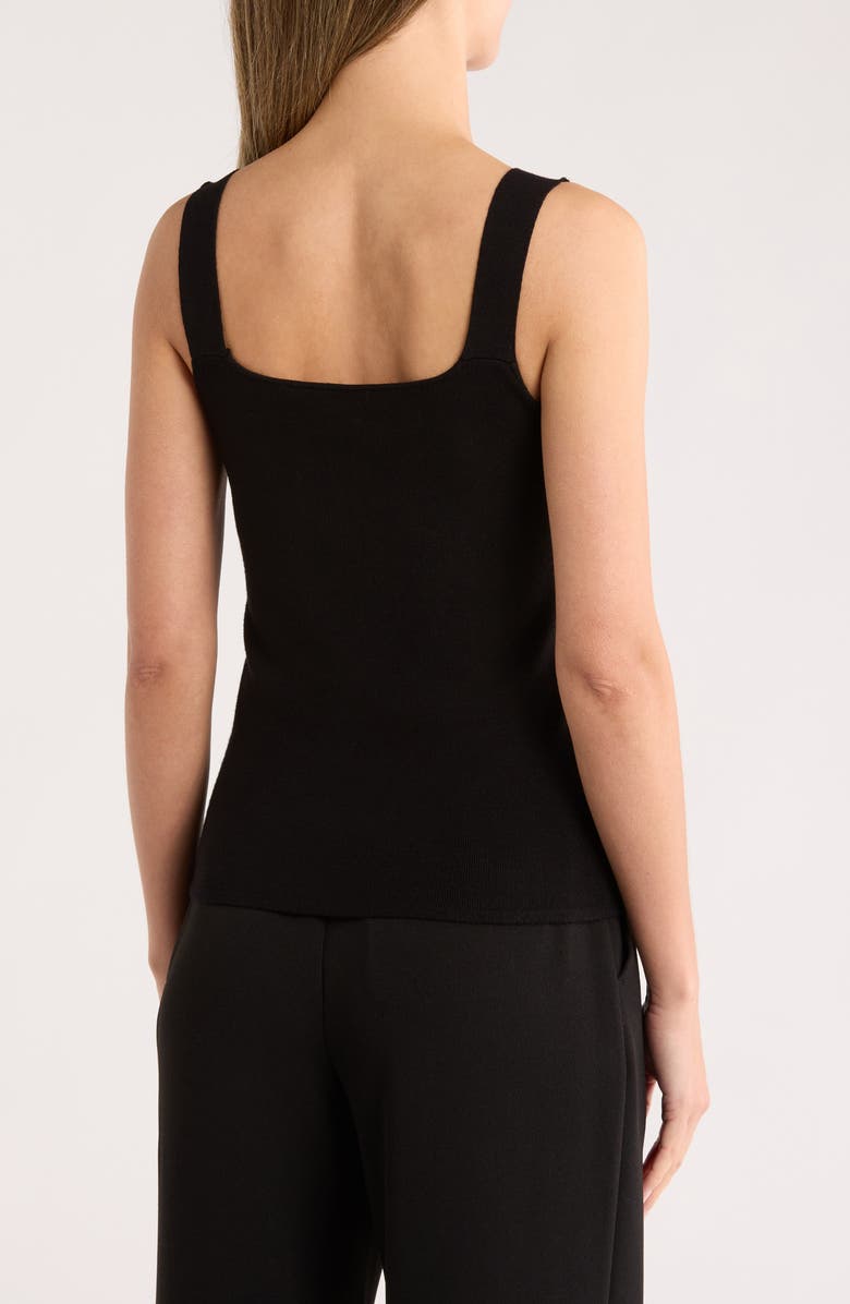 T Tahari Square Neck Rib Sleeveless Sweater, Alternate, color, Black