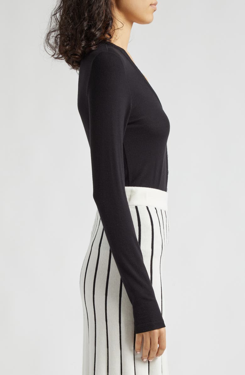 ATM Anthony Thomas Melillo Stretch Modal Rib V-Neck Cardigan, Alternate, color, Black