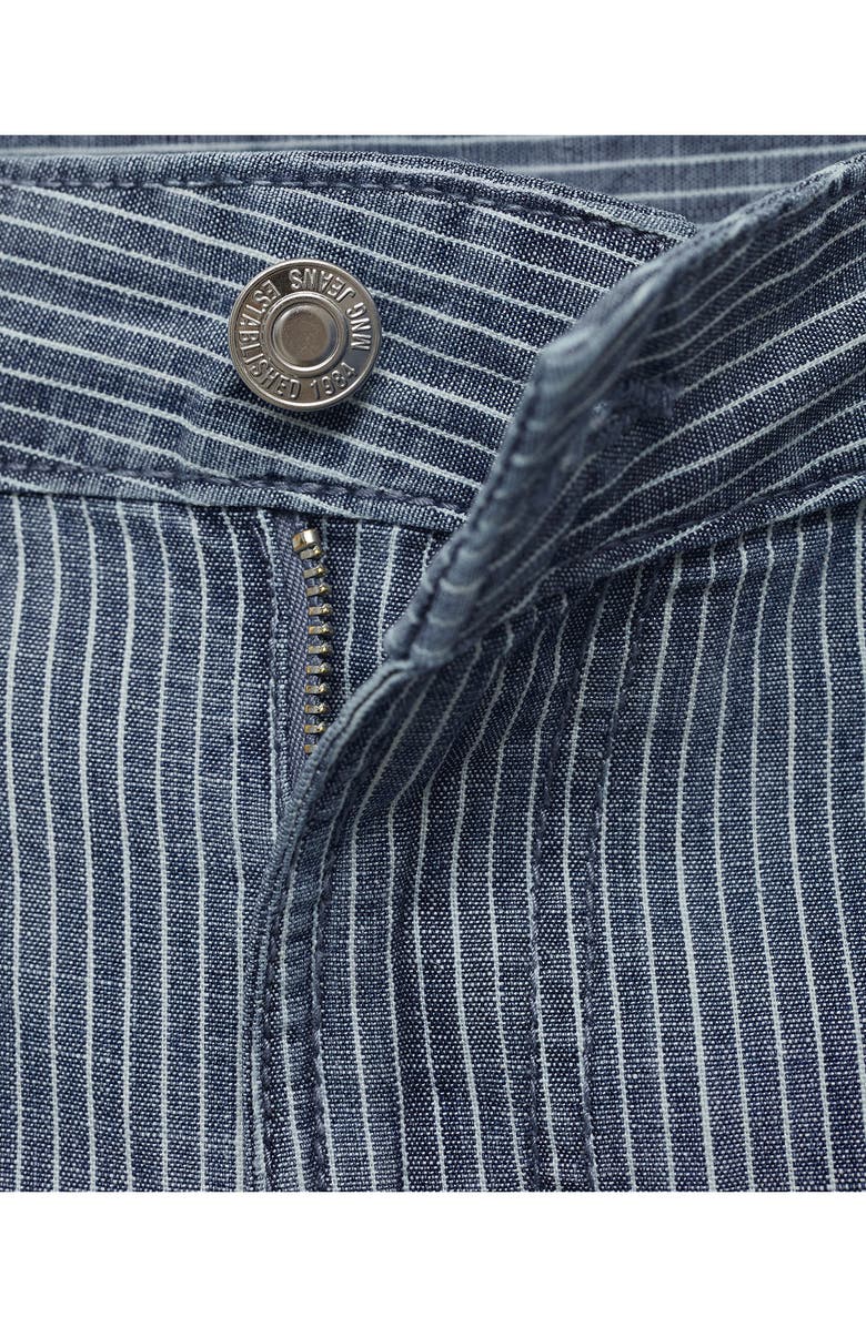 MANGO Stripe Pleated Denim Shorts, Alternate, color, Blue