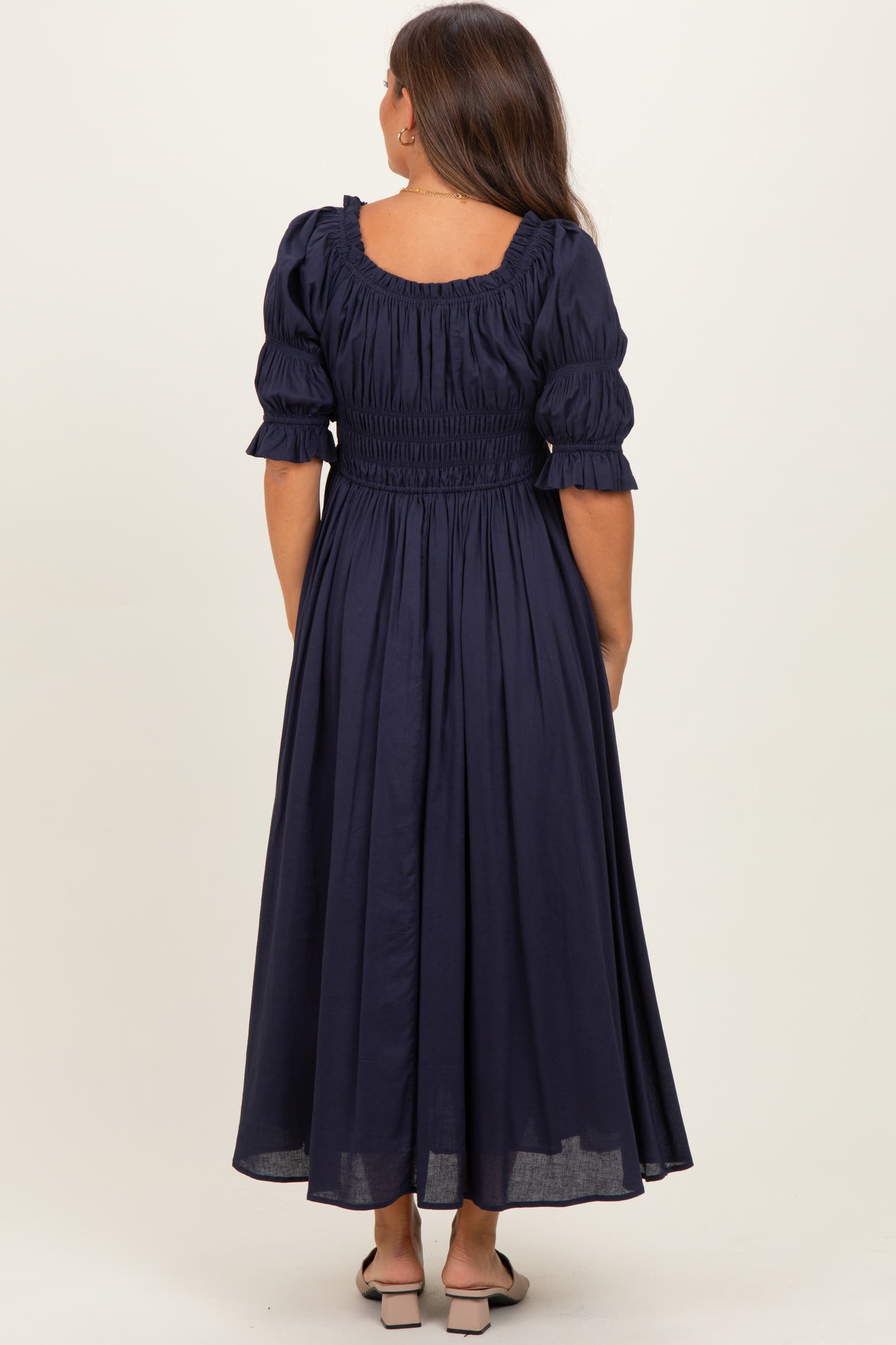 Pink Ruffle Dress Design PinkBlush Smocked Ruffle Square Neck Midi Dress (Women) | Nordstrom
