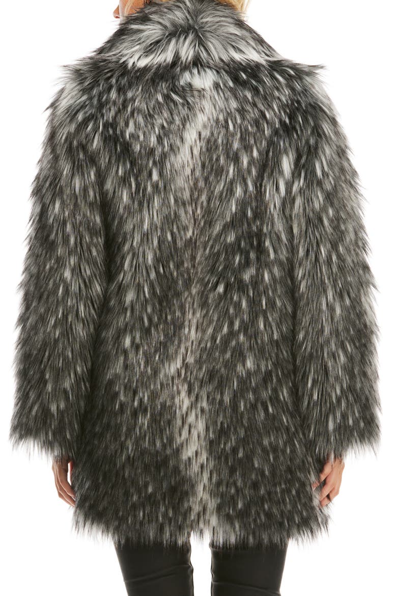 Shawl Collar Faux Fur Coat, Alternate, color, SMOKEY
