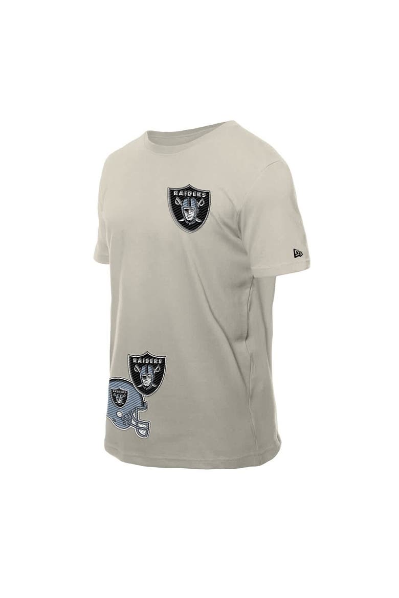 Men's New Era Light Beige Las Vegas Raiders Multi Patch T-Shirt, Alternate, color, Light Beige