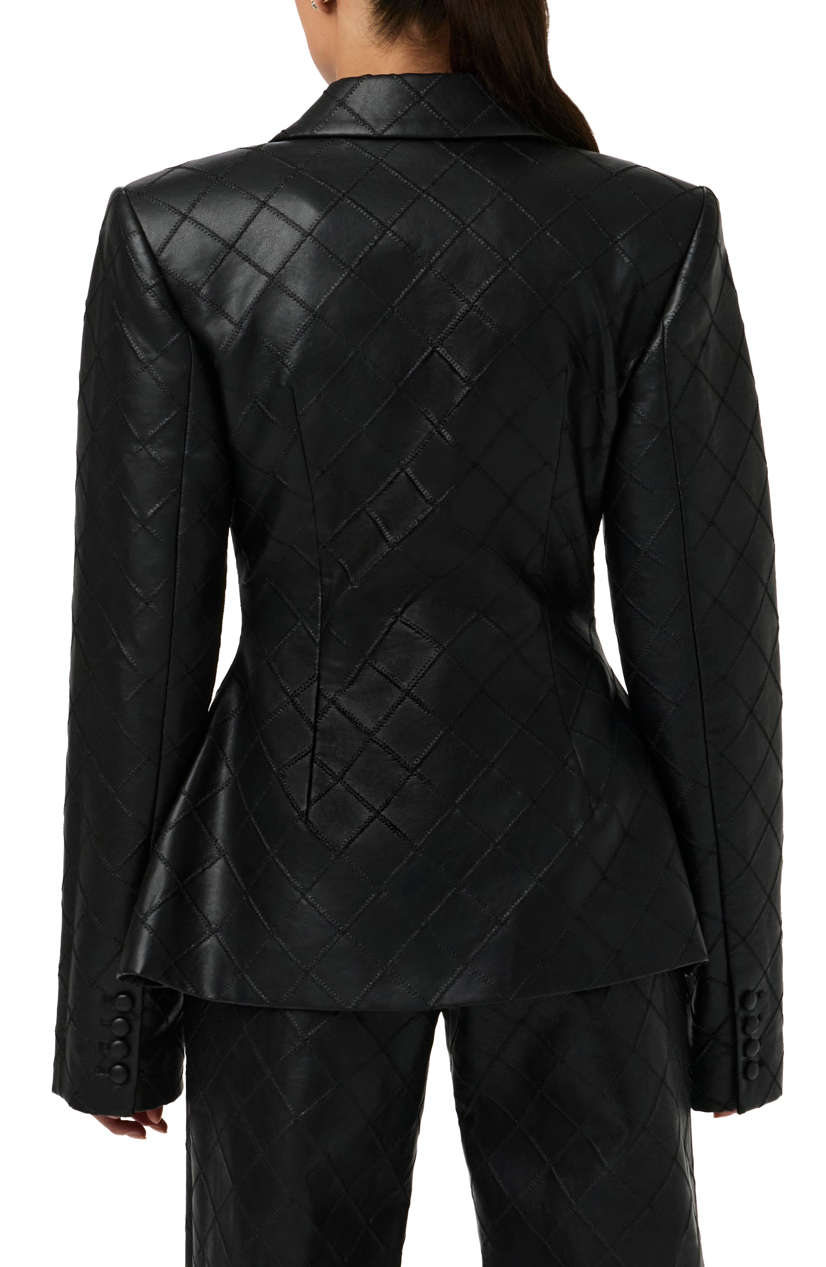Stitched Faux Leather Blazer - image 2