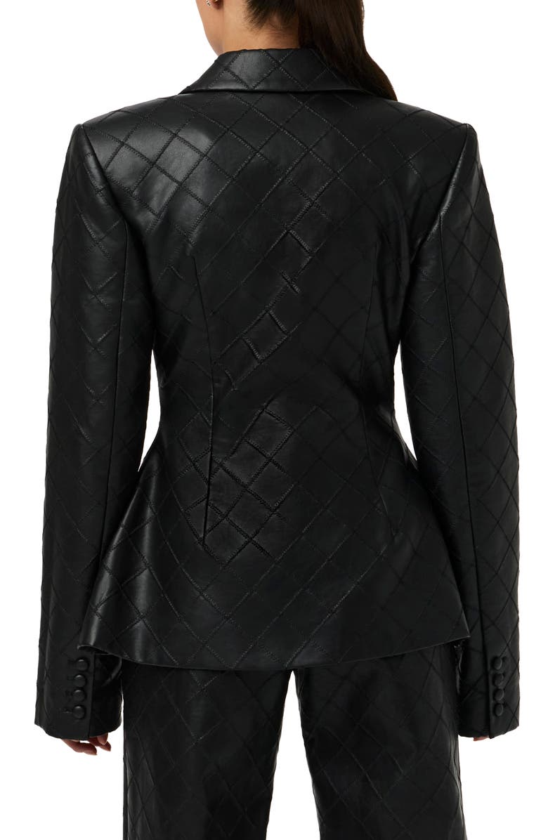 Naked Wardrobe Stitched Faux Leather Blazer, Alternate, color, Black
