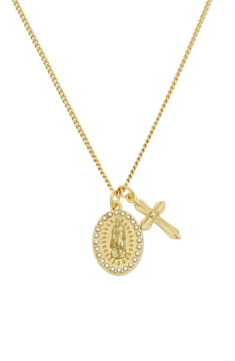 AllSaints Saint & Cross Charm Necklace, Alternate, color,