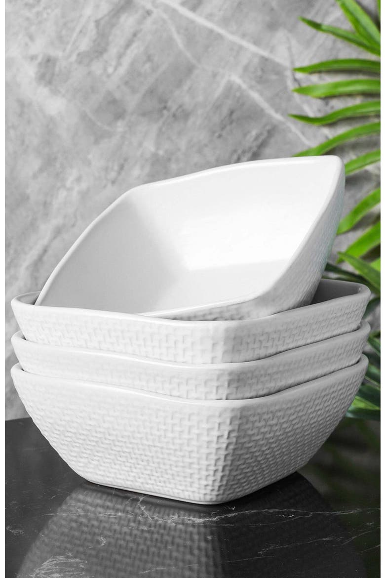 Olivia Stoneware 4-Piece Bowl Set, Alternate, color, White