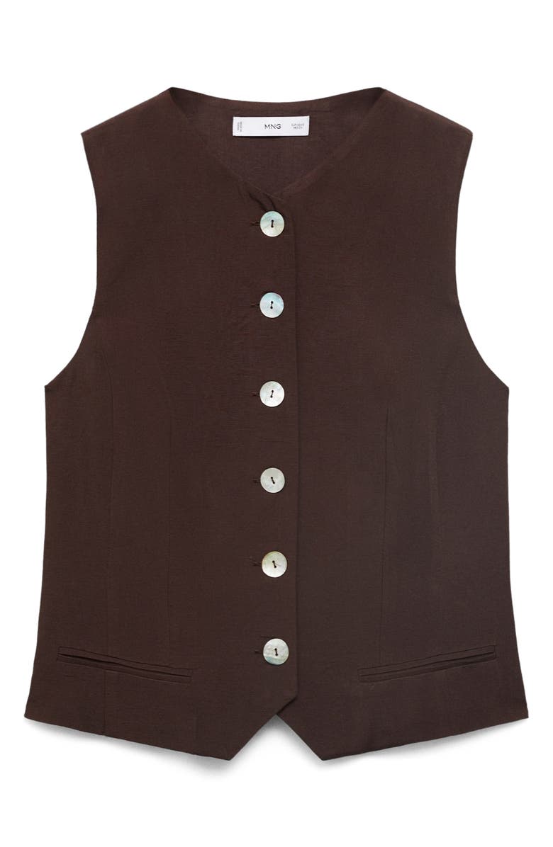 MANGO Suit Waistcoat with Buttons, Alternate, color, Brown