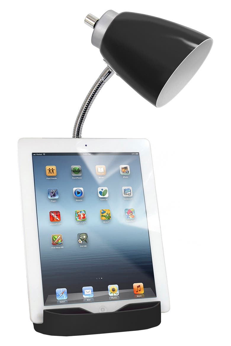 Gooseneck USB Port Organizer Desk Lamp, Alternate, color, BLACK