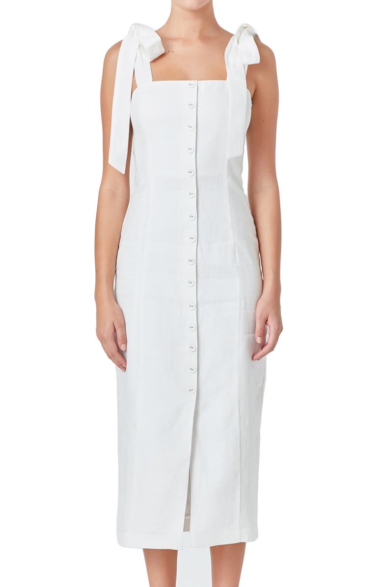 Endless Rose Tie Strap Linen Sundress, Alternate, color, 