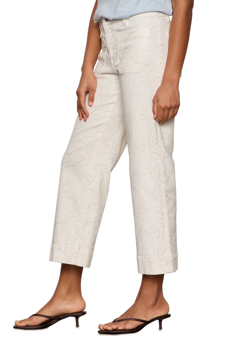 The Marine Embroidered Crop Wide Leg Jeans, Alternate, color, CHALK WHITE