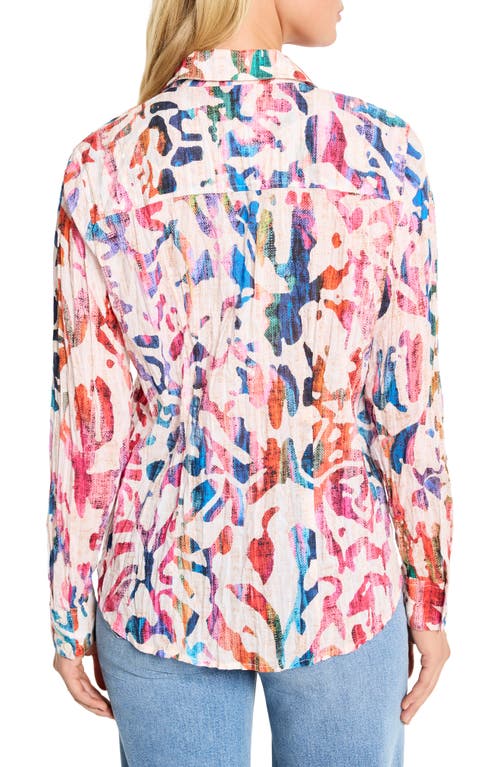 NIC + ZOE NIC+ZOE COLOR WASH ABSTRACT PRINT COTTON BUTTON-UP SHIRT 