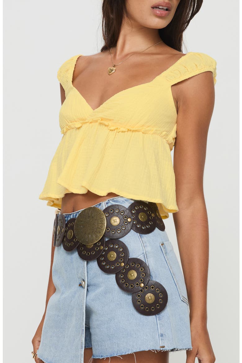 Contardo Cap Sleeve Babydoll Top, Alternate, color, YELLOW