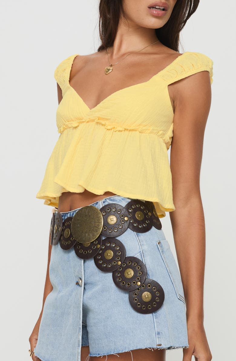 Princess Polly Contardo Cap Sleeve Babydoll Top, Alternate, color, Yellow