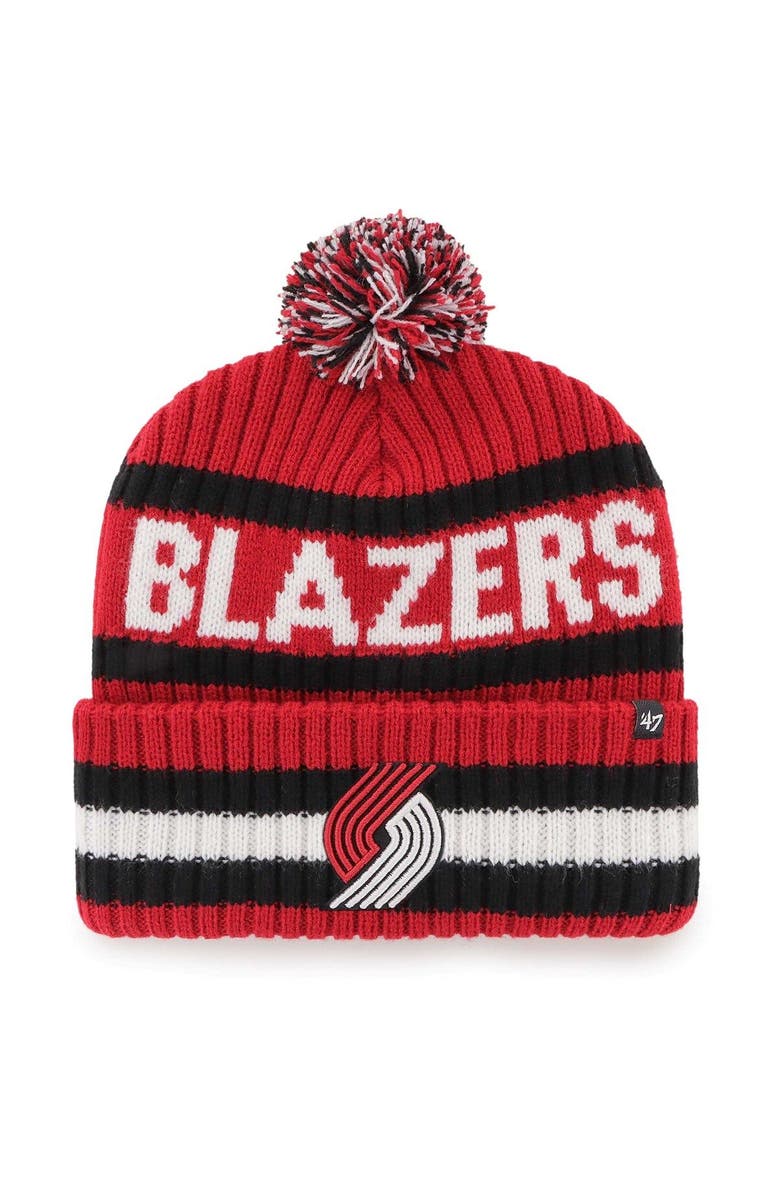 '47 Men's '47 Red Portland Trail Blazers Bering Cuffed Knit Hat with Pom, Main, color, Red