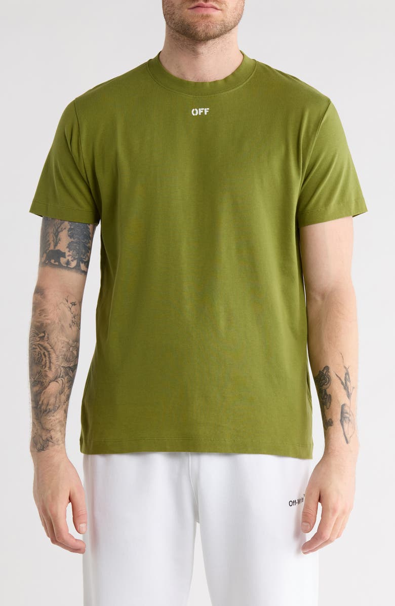 Off-White Brick Arrow Slim Crew T-Shirt, Main, color, Green And White