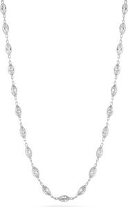 GLAZE JEWELRY Sterling Silver Cubic Zirconia Station Chain Necklace