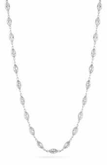 GLAZE JEWELRY Sterling Silver Cubic Zirconia Station Chain Necklace