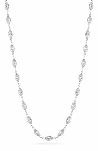 Sterling Silver Cubic Zirconia Station Chain Necklace