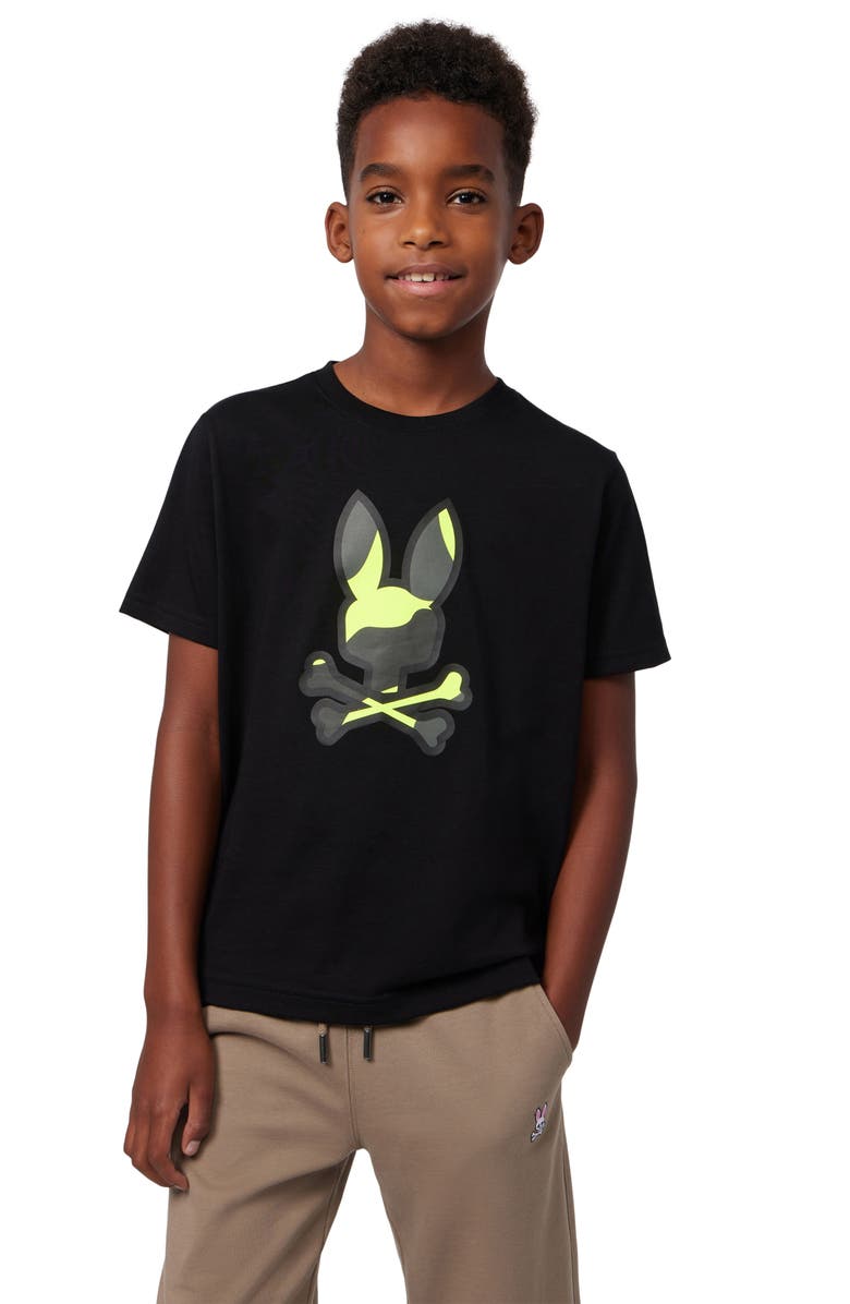 Psycho Bunny Kids' Plano Camo Bunny Graphic T-Shirt, Alternate, color, 