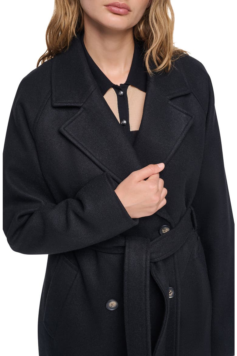 Belted Faux Wool Coat, Alternate, color, BLACK