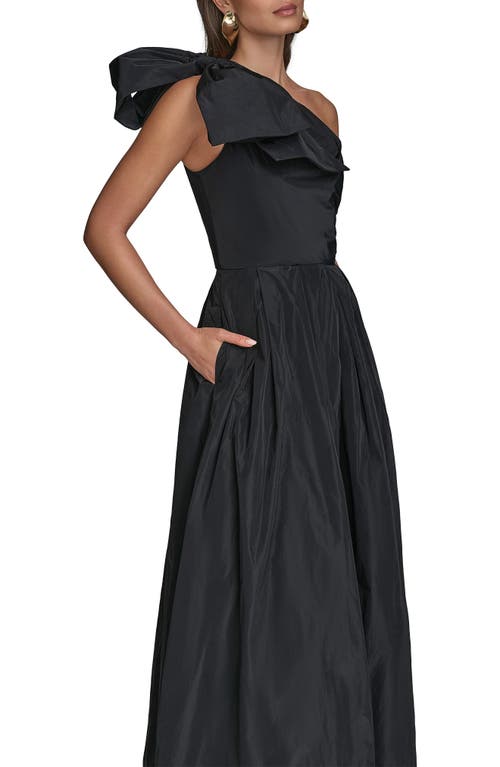 Donna Karan New York Bow One-shoulder Gown In Black