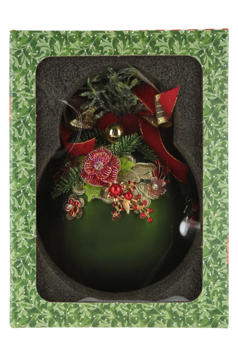 Floral Jeweled Ornament, Green, Alternate, color, Olive Green