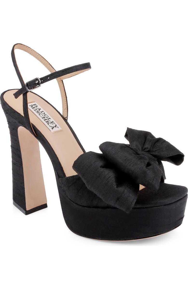 BADGLEY MISCHKA Olivia Platform Ankle Strap Sandal, Main, color, Black Silk