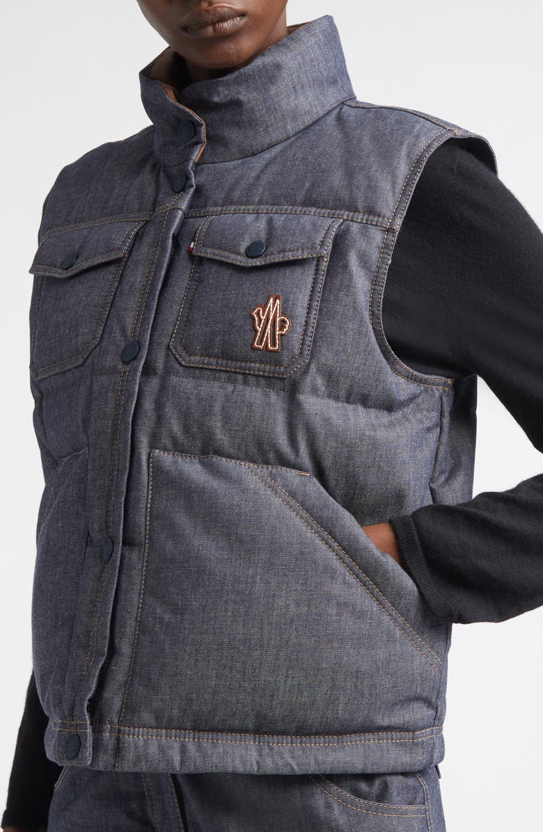 Moncler Grenoble Knysna Denim Down Puffer Vest, Alternate, color, Blue