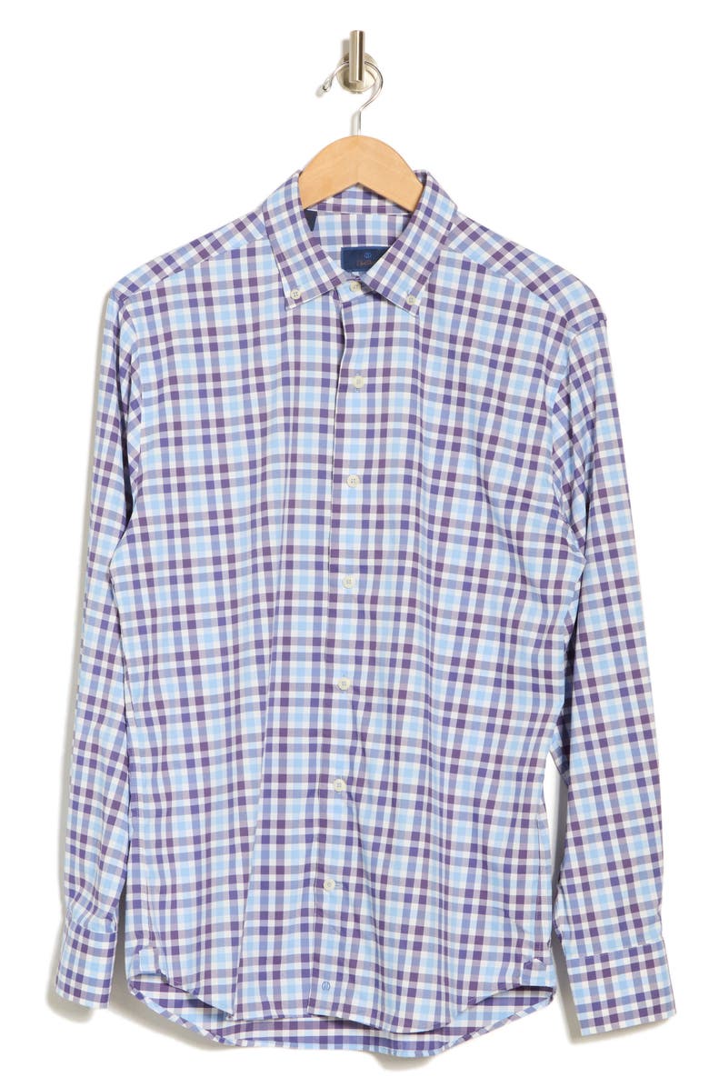 David Donahue Plaid Performance Sport Shirt, Alternate, color, Blue/ Purp