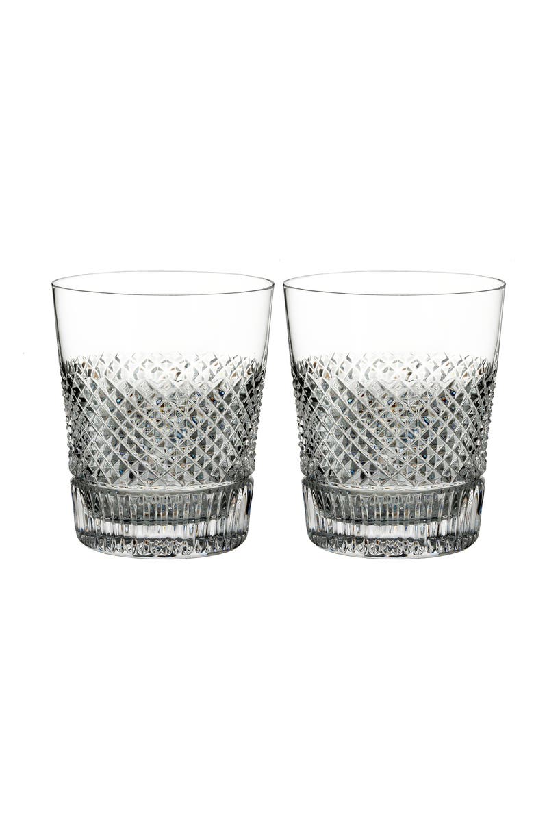 Waterford Diamond Line Set of 2 Lead Crystal Double Old Fashioned Glasses, Main, color, 