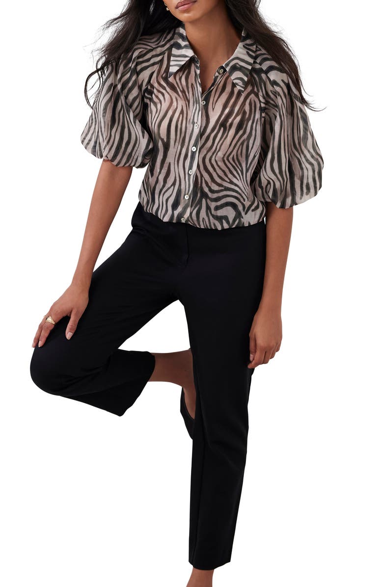 MINT VELVET Zebra Print Shirt, Alternate, color, Khaki