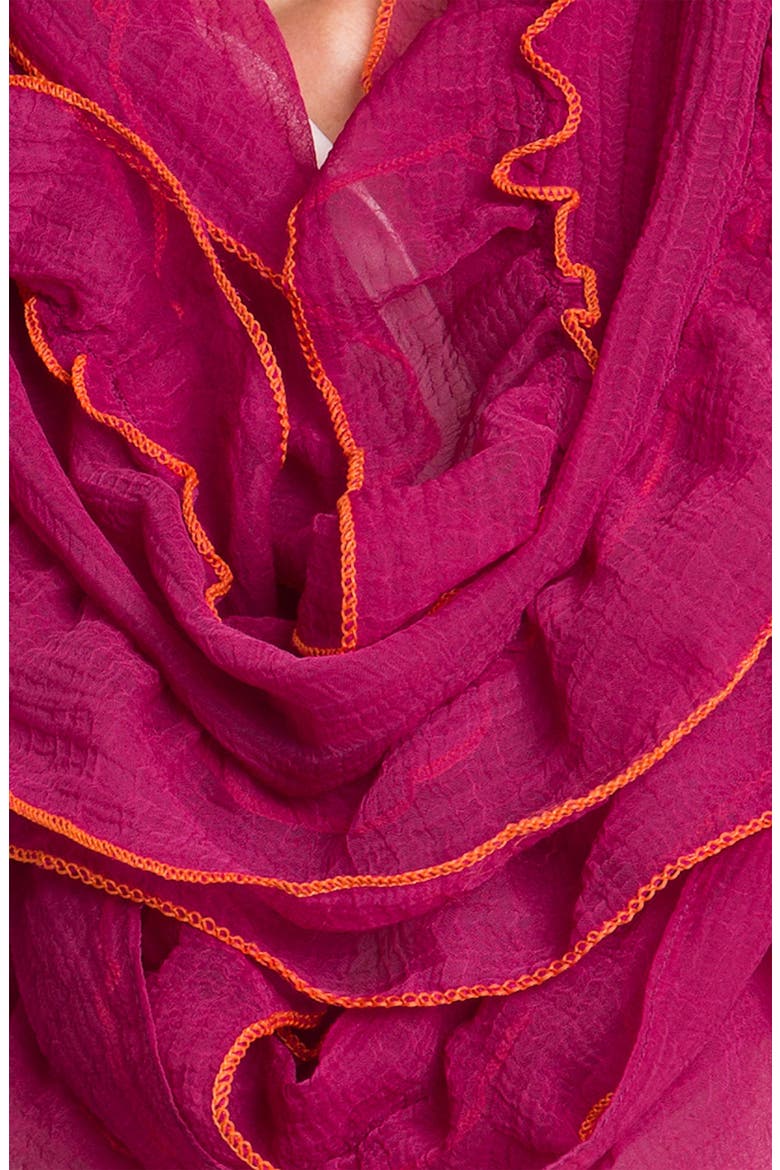 Chiffon Ruffle Infinity Scarf, Alternate, color, PINK