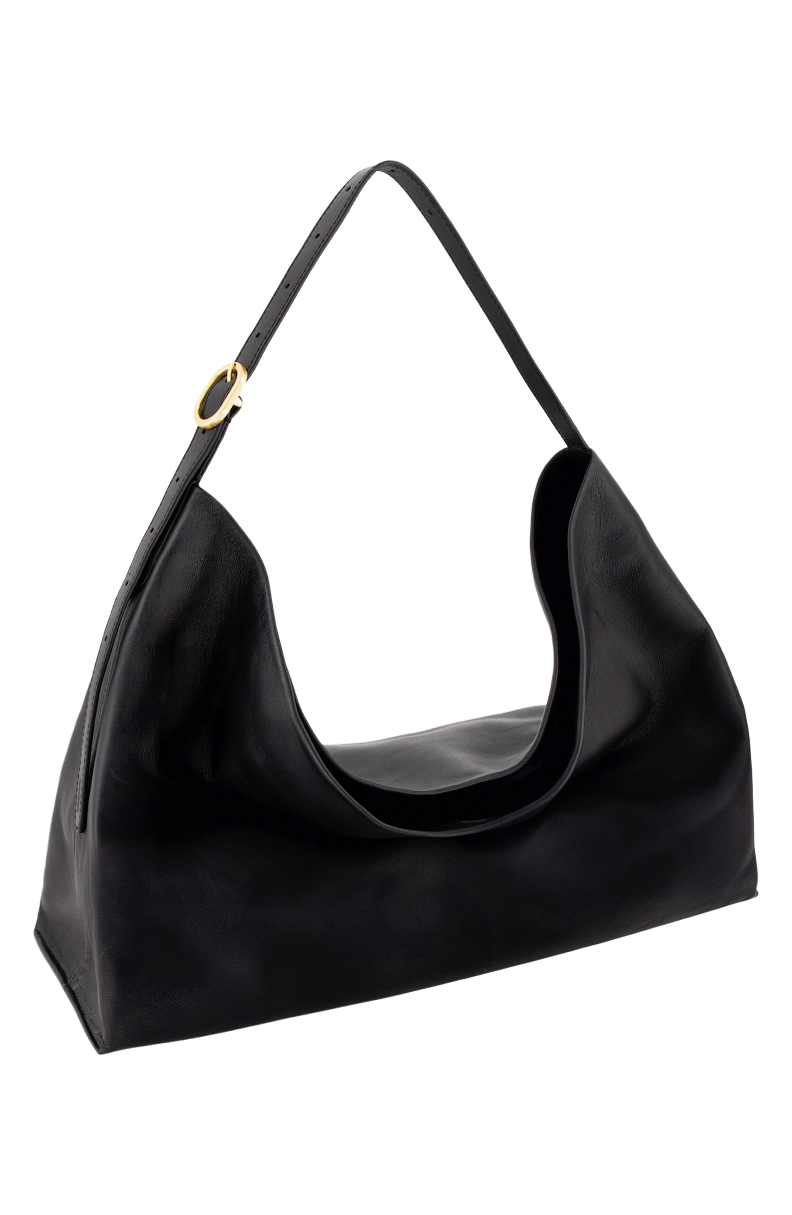 Vince Large Plonge Vivian Leather Hobo Bag, Alternate, color, Black